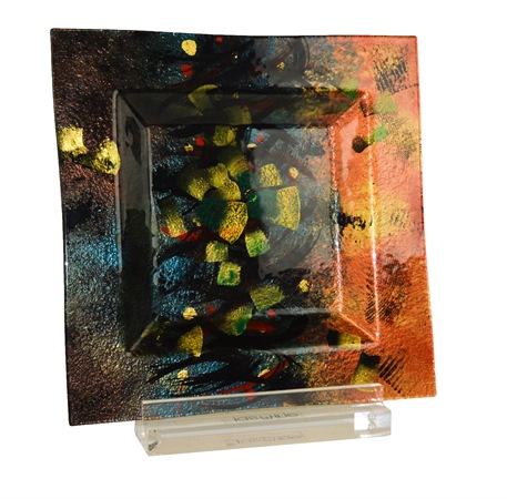14in Sq Plate Hand Painted | Fused Glass S13013B